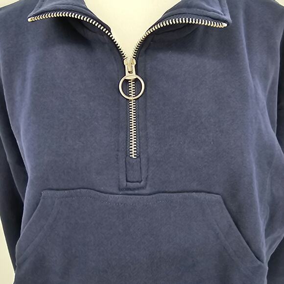 Revolve Weworewhat Womans size S Cropped Half Zip Pullover Jacket Navy Blue NEW - Picture 3 of 7
